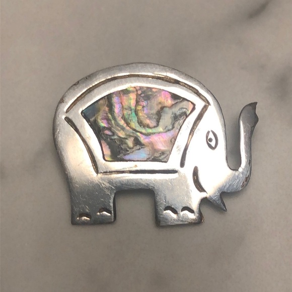 Elephant abalone Alpaca Mexico pin brooch - Picture 1 of 3